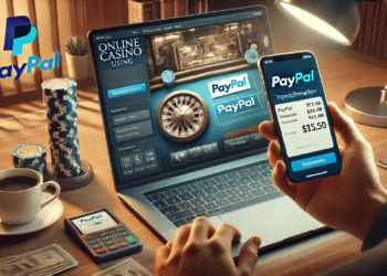 Transacción segura con PayPal para casinos online, destacando la rapidez y confiabilidad en la gestión de fondos.